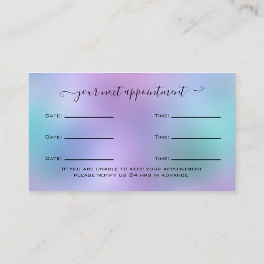 グリッター銀まつ毛エクステンションアポイントメント 名刺 (裏面)