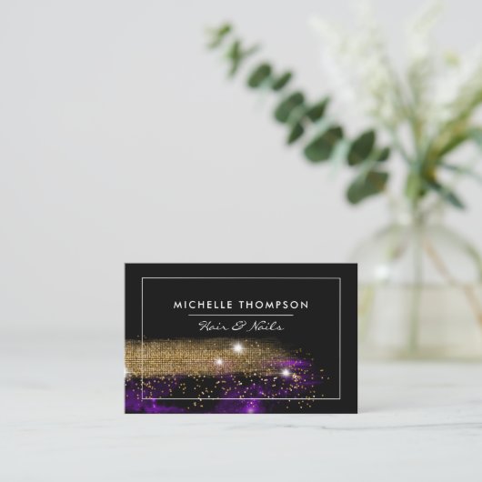 グリッター銀河系ブラシストローク名刺 名刺 (スタンド正面)
