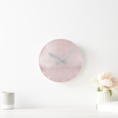 グリッター銀灰色ミニマル金属豆赤面 ラウンド壁時計 (ホーム)