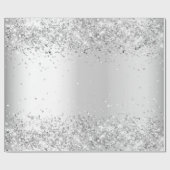 グリッター銀紙吹雪きらめくクリスマスクリスマス ラッピングペーパー (フラット)