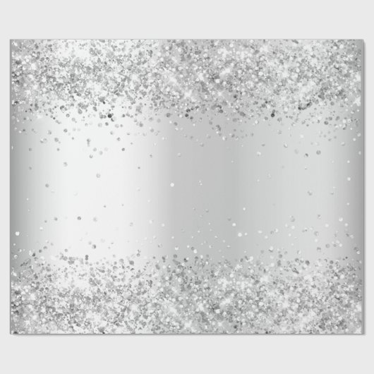 グリッター銀紙吹雪きらめくクリスマスクリスマス ラッピングペーパー (フラット)