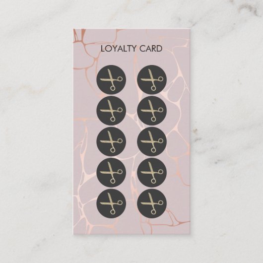 グリッター鋏バラ金ゴールド大理石ロイヤリティカード ロイヤリティカード (正面)