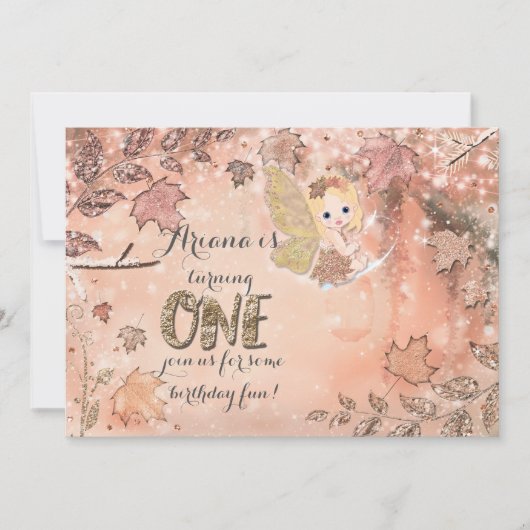 グリッター離れスウィンター秋妖精パーティの招待状 招待状 (正面)
