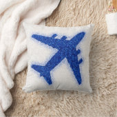 グリッター青い飛行機の角枕 クッション (ブランケット)