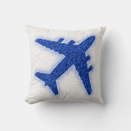 グリッター青い飛行機の角枕 クッション