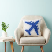 グリッター青い飛行機の角枕 クッション (椅子)