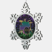 グリッター音楽オーナメントのカラフルなドラマー スノーフレークピューターオーナメント (右)