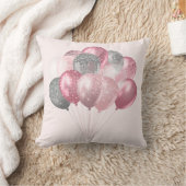 グリッター風船ピンクとシルバー クッション (ブランケット)