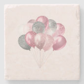グリッター風船ピンクとシルバー ストーンコースター (正面)