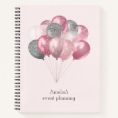グリッター風船ピンクとシルバー ノートブック (正面)