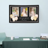 グリッター風船3枚の写真ブラック30歳の誕生日 横断幕 (トレードショー)