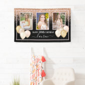 グリッター風船3枚30thブラック誕生日 横断幕 (インサイチュ)