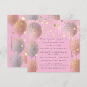 グリッター風船 ローズ ブライダル スイート 16 ピンク 招待状 (正面/裏面)