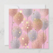 グリッター風船 ローズ ブライダル スイート 16 ピンク 招待状 (裏面)