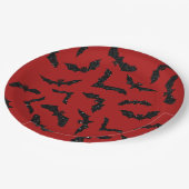 グリッター飛んでいるこうもりハロウィーン ペーパープレート (アングル)