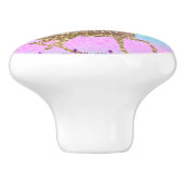 グリッター飛んでいるユニコーンマジカルスパークルファンタジー セラミックノブ (側面)