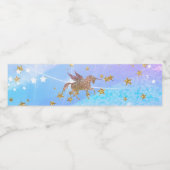 グリッター飛んでいるユニコーンマジカルバースデーパーティー ペットボトルラベル (シングルラベル)