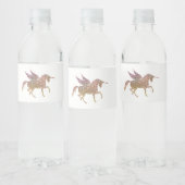 グリッター飛んでいるユニコーンマジカルバースデーパーティー ペットボトルラベル (ボトル)