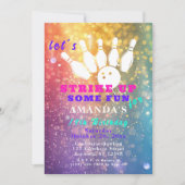 グリッター10代のボーリング誕生日パーティーへの招待 招待状 (正面)