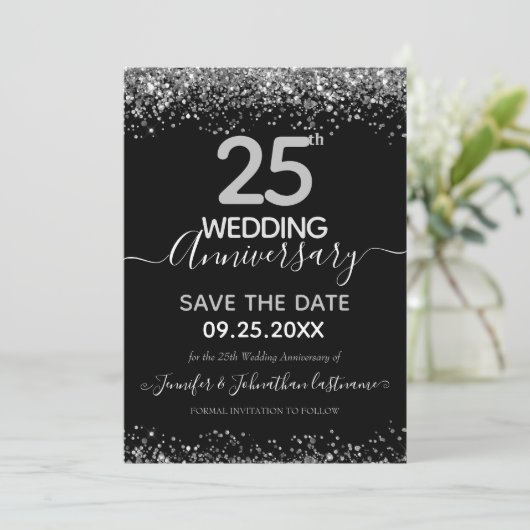 グリッター25結婚周年記念招待状 招待状 (スタンド正面)