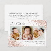 グリッター3フォトコラージュ新生児 サンキューカード (正面/裏面)