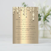 グリッター3Dエフェクトブライダルシャワースウィート16番目の金ゴールド 招待状 (スタンド正面)
