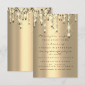 グリッター3Dエフェクトブライダルシャワースウィート16番目の金ゴールド 招待状 (正面/裏面)
