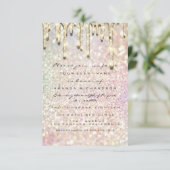 グリッター3Dブライダルシャワースウィート16th金ゴールドホログラフ 招待状 (スタンド正面)