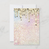 グリッター3Dブライダルシャワースウィート16th金ゴールドホログラフ 招待状 (裏面)