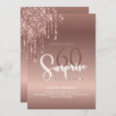 グリッター60歳誕生日 グラマラス ピンク 白 オンブレ 招待状 (正面/裏面)
