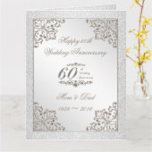 グリッター60th Diamond 結婚's Anniversary 8.5X11 カード (黄色い花)