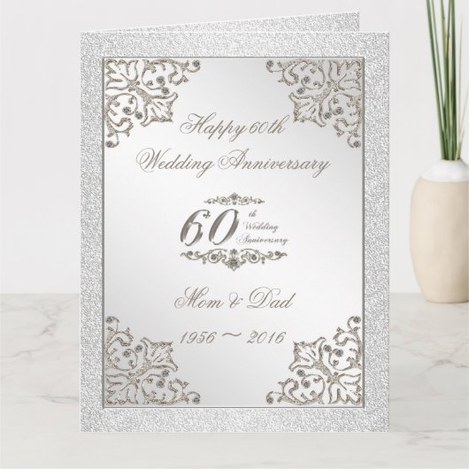 グリッター60th Diamond 結婚's Anniversary 8.5X11 カード (正面)