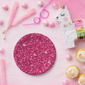 グリッター|の明るい赤紫色 ペーパープレート (パーティー)