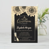 グリッター,ひまわり,ワイングラスキンセアニェラ 招待状 (スタンド正面)