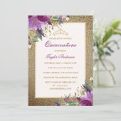 グリッター アメジスト パープル フラワーティアラ キンセアニエラ 招待状 (スタンド正面)