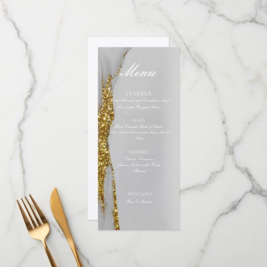 グリッター アルコール インク 手作り ゴールド フラット メニュー (正面/裏面インサイチュ)