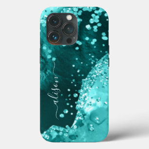 グリッター ガーリー スパークル 誕生日 ティール アクア ブルー iPhone 13 PROケース