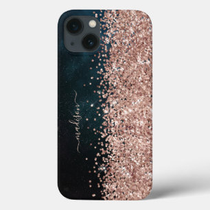グリッター ガーリー モダン スパークル スイート16 ゴールド ブラック iPhone 13ケース