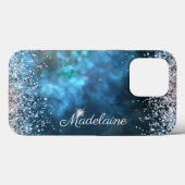 グリッター ガーリー モダン スパークル スイート16 ネイビーブルー Case-Mate iPhoneケース (裏面 (横))