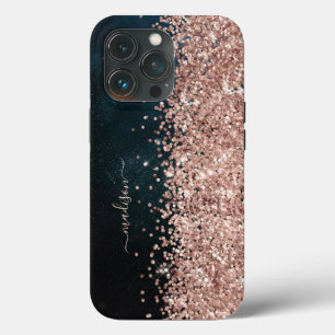 グリッター ガーリー モダン スパークル スイート16 ブラック ゴールド iPhone 13 PROケース