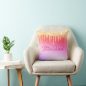 グリッター クイーン ホット ピンク スパークル ブリング ラグジュアリー クッション (椅子)