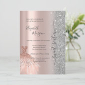 グリッター グリッター ドレス ローズゴールド スイート16 招待状 (スタンド正面)