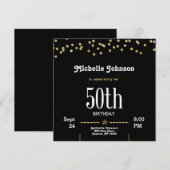 グリッター ゴールド オーダーメイド 50歳の誕生日招待状 招待状 (正面/裏面)