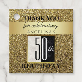 グリッター ゴールド ブラック&ホワイト 50歳の誕生日 お礼 フェイバータグ