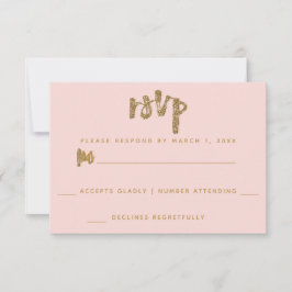 グリッター ゴールド ブラッシュ ピンク 結婚式 シンプル RSVP
