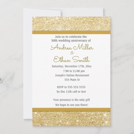 グリッター ゴールド 50周年 結婚式招待状 招待状 (正面)