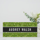 グリッター シック グリーン シークイン ブラック ギフト証明書 招待状 (スタンド正面)