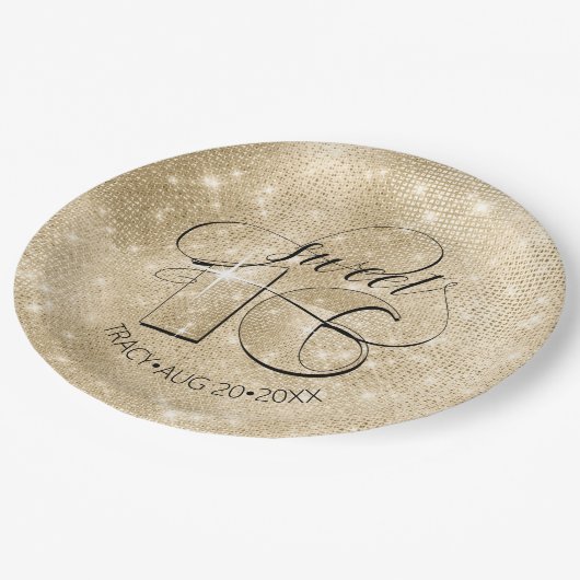 グリッター＆シャイン スウィート16 ゴールド ID675 ペーパープレート (アングル)