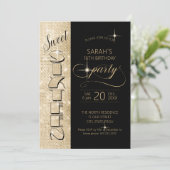 グリッター&シャイン スウィート16 ブラック/ゴールド ID675 招待状 (スタンド正面)