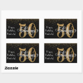 グリッター&スクリプト50と素晴らしいハッピーバースデー 長方形シール (シート)